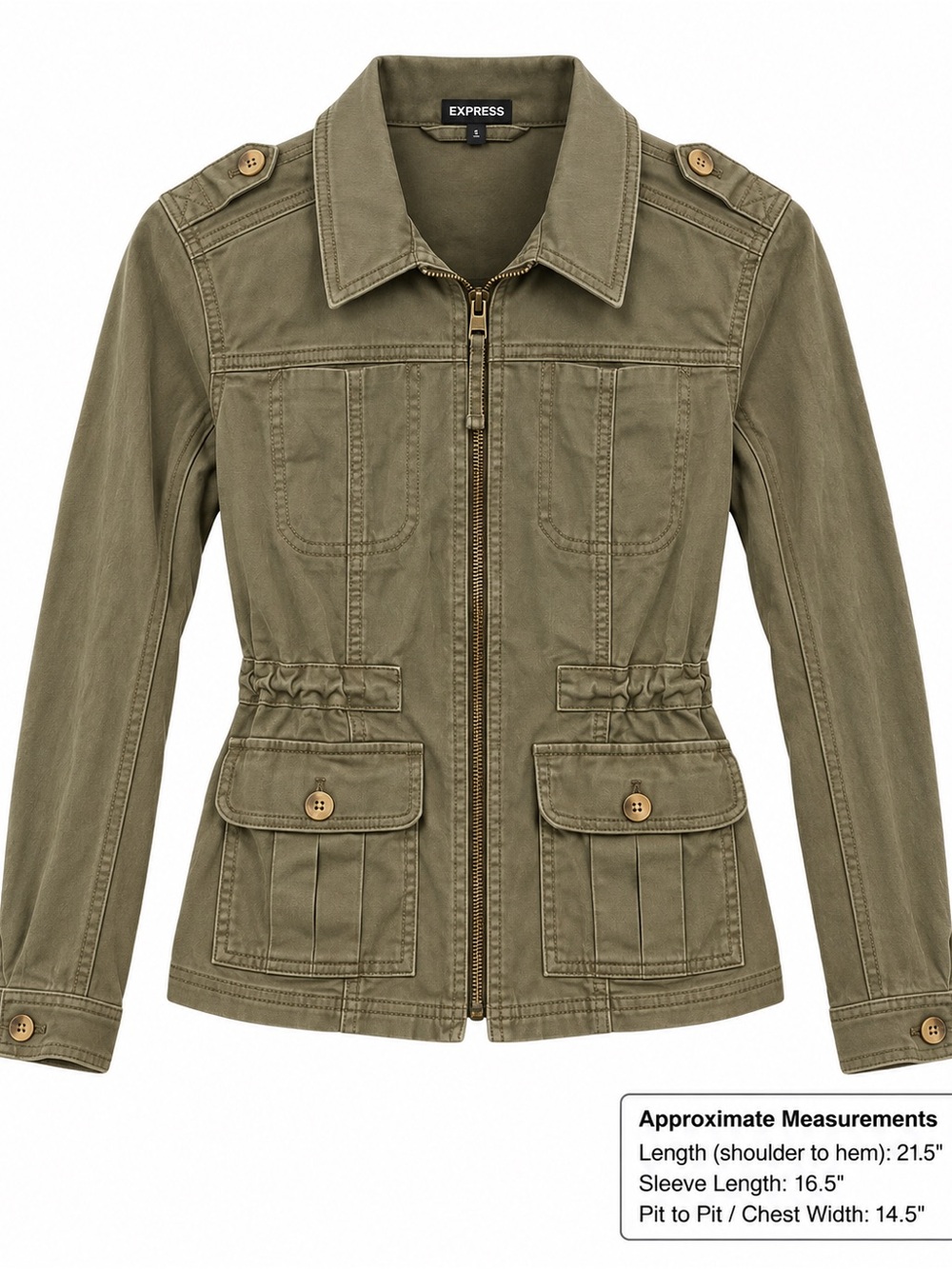 Express Olive Green Military Utility Jacket Women’s XS Cargo Field Jacket